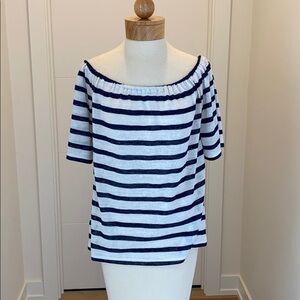 BCBG striped off the Shoulder trapeze Tee Small
